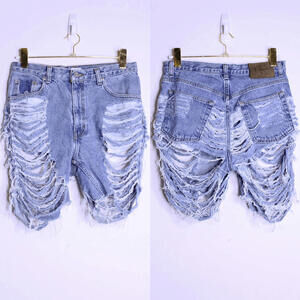 Calvin Klein Distressed Denim Shorts - Medium